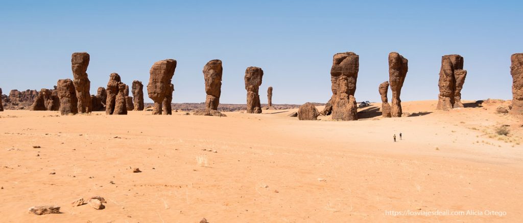 Viaje a Chad: imágenes y sensaciones de un país increíble 19 viaje a Chad paisaje de ennedi con muchas torres de arenisca sobre gran duna de arena