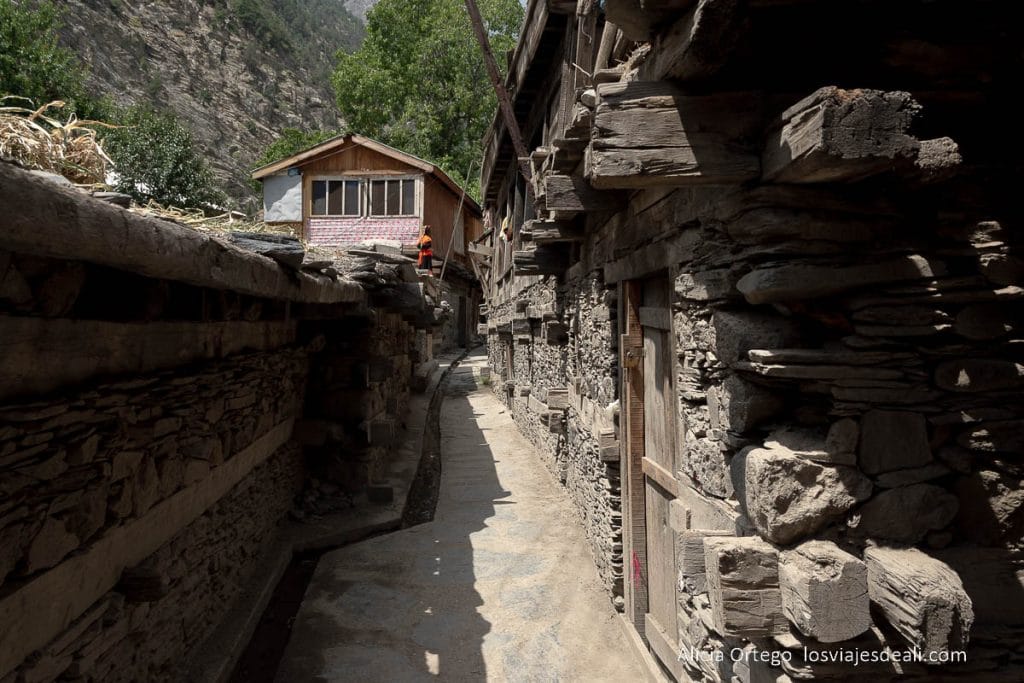 Los Kalash, una joya cultural escondida en las montañas del Norte de Pakistán 63 calle de un pueblo kalash con canal de riego